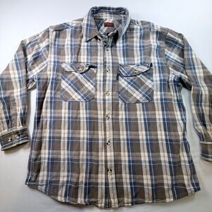 FiveBrother Heavyweight‎ Flannel Shirt Mens XL Plaid Workwear Button Up